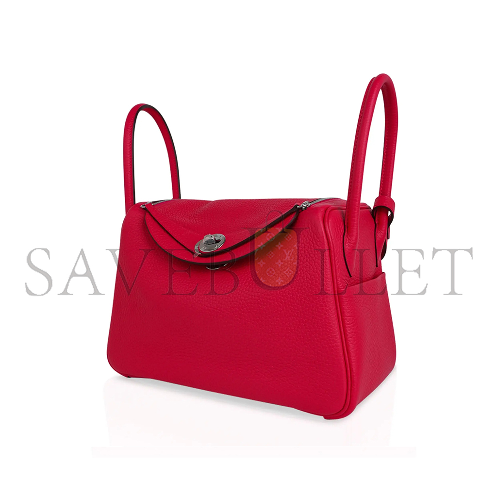 H**mes lindy 26 bag rose extreme clemence leather with palladium hardware (26*17.25*13cm)